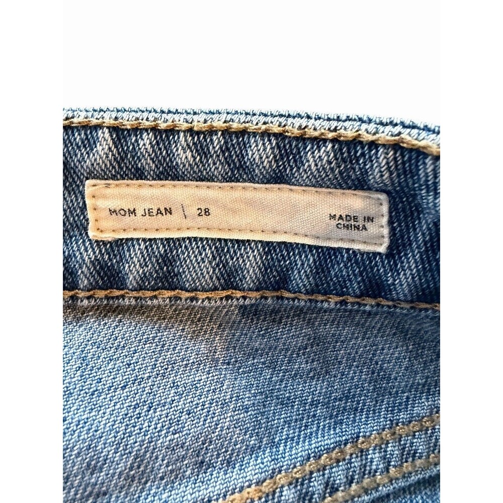 PacSun Mom Jeans Women's 28 6 Blue Denim Embroidered Flower Distressed 5-Pocket - Picture 4 of 7